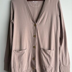 Coolibar Mauve Pink Lightweight V-Neck Cardigan